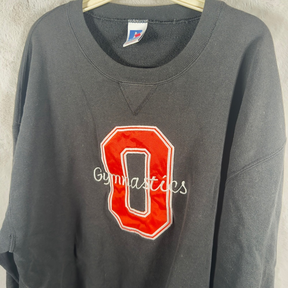 Vintage Russell Athletic Ohio Gymnastics‎ Sweatshirt Black Crewneck Mens XL Y2K
